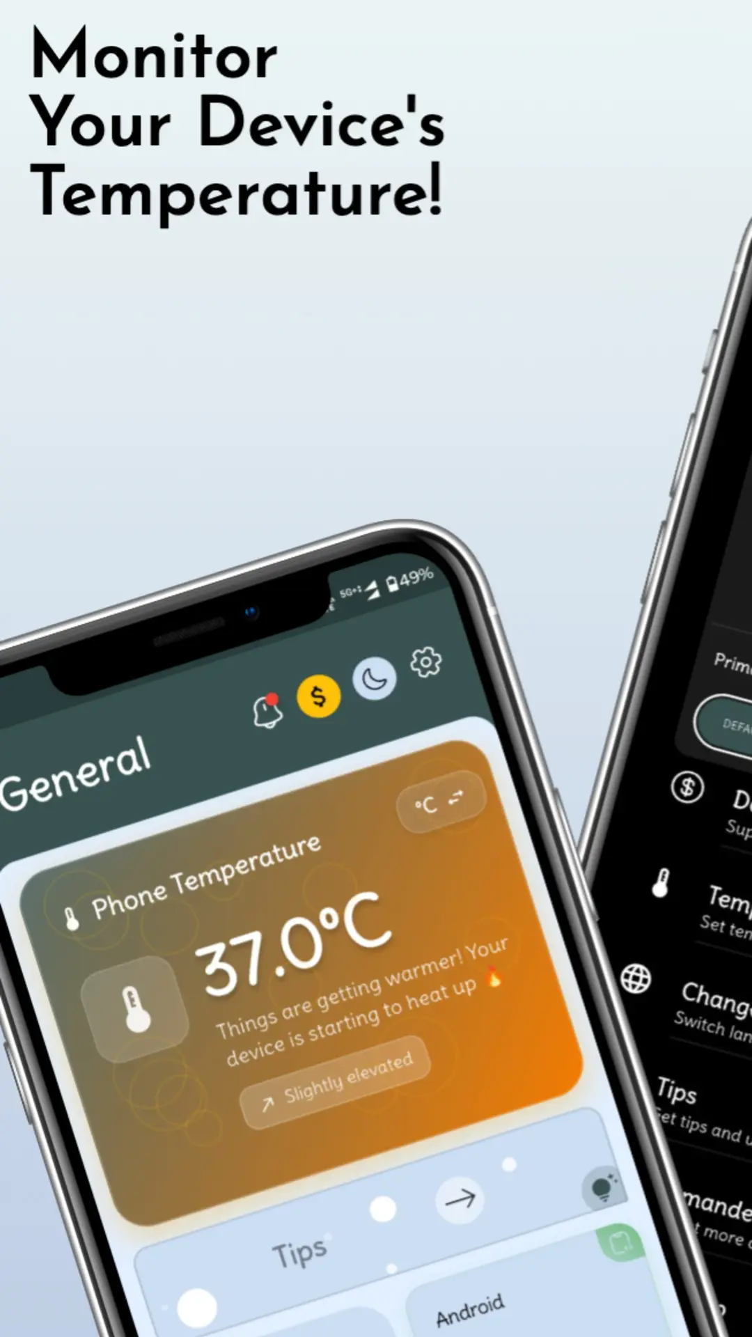 Скриншот приложения Phone Temperature