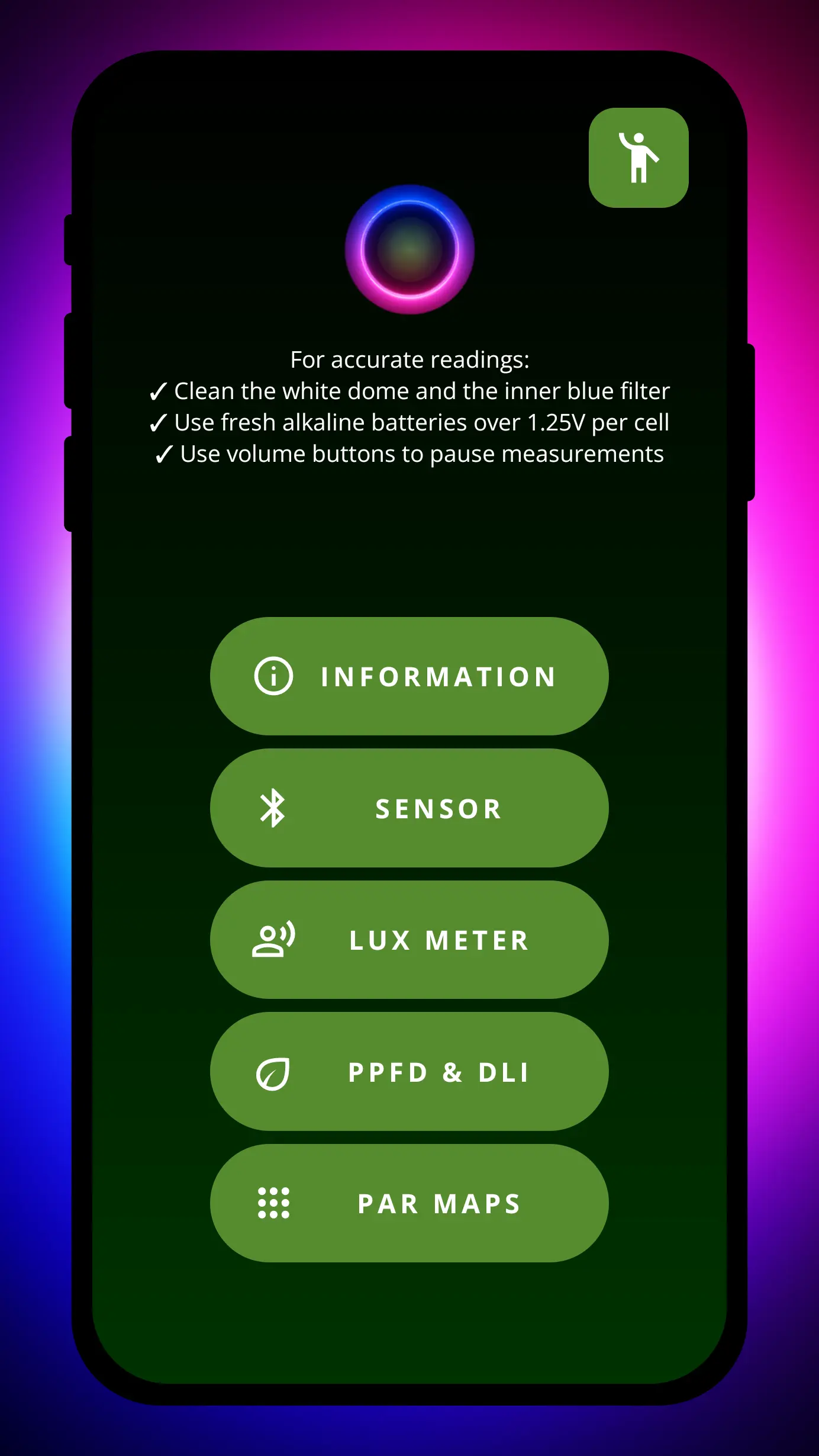 Скриншот приложения PPFD Meter