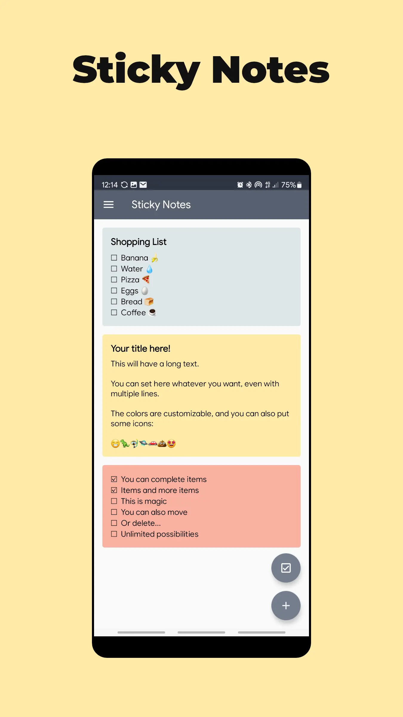 Скриншот приложения Sticky Notes & Widget Edge