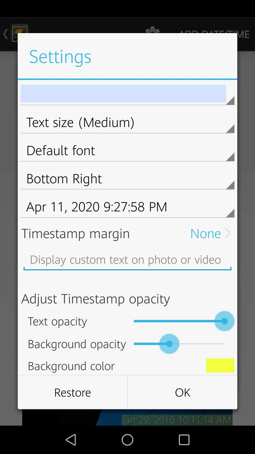 Скриншот приложения Timestamp Photo and Video