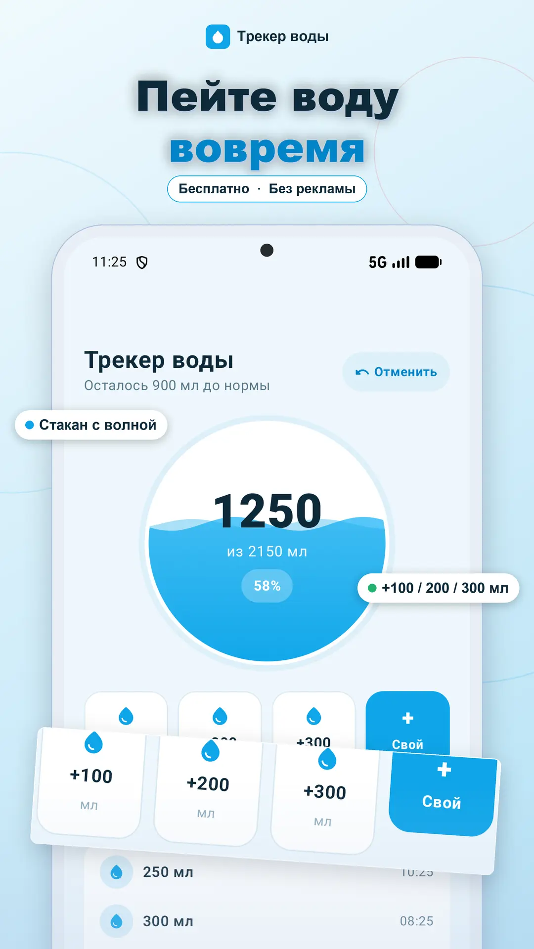 Скриншот приложения Трекер воды