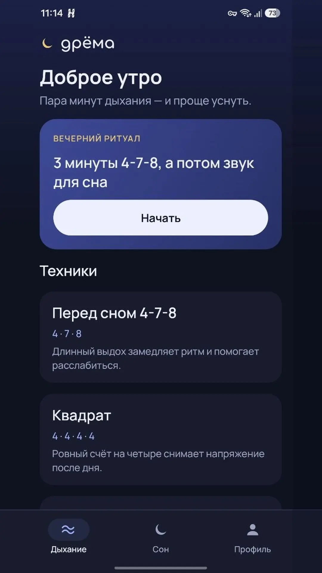 Скриншот приложения Дрёма