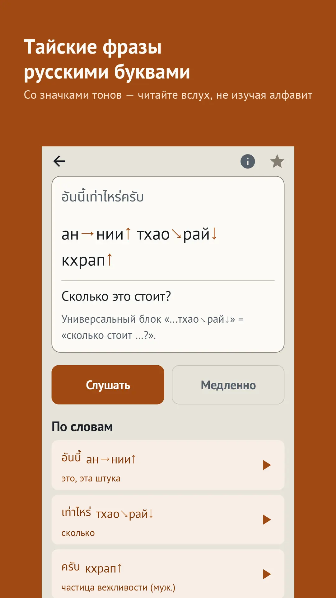 Скриншот приложения Тайский разговорник по-русски