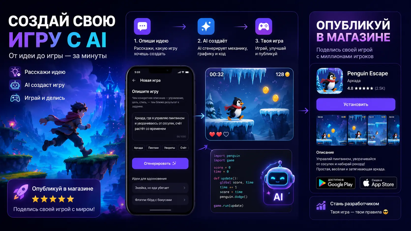 Скриншот приложения Генератор Игр с нейросетью