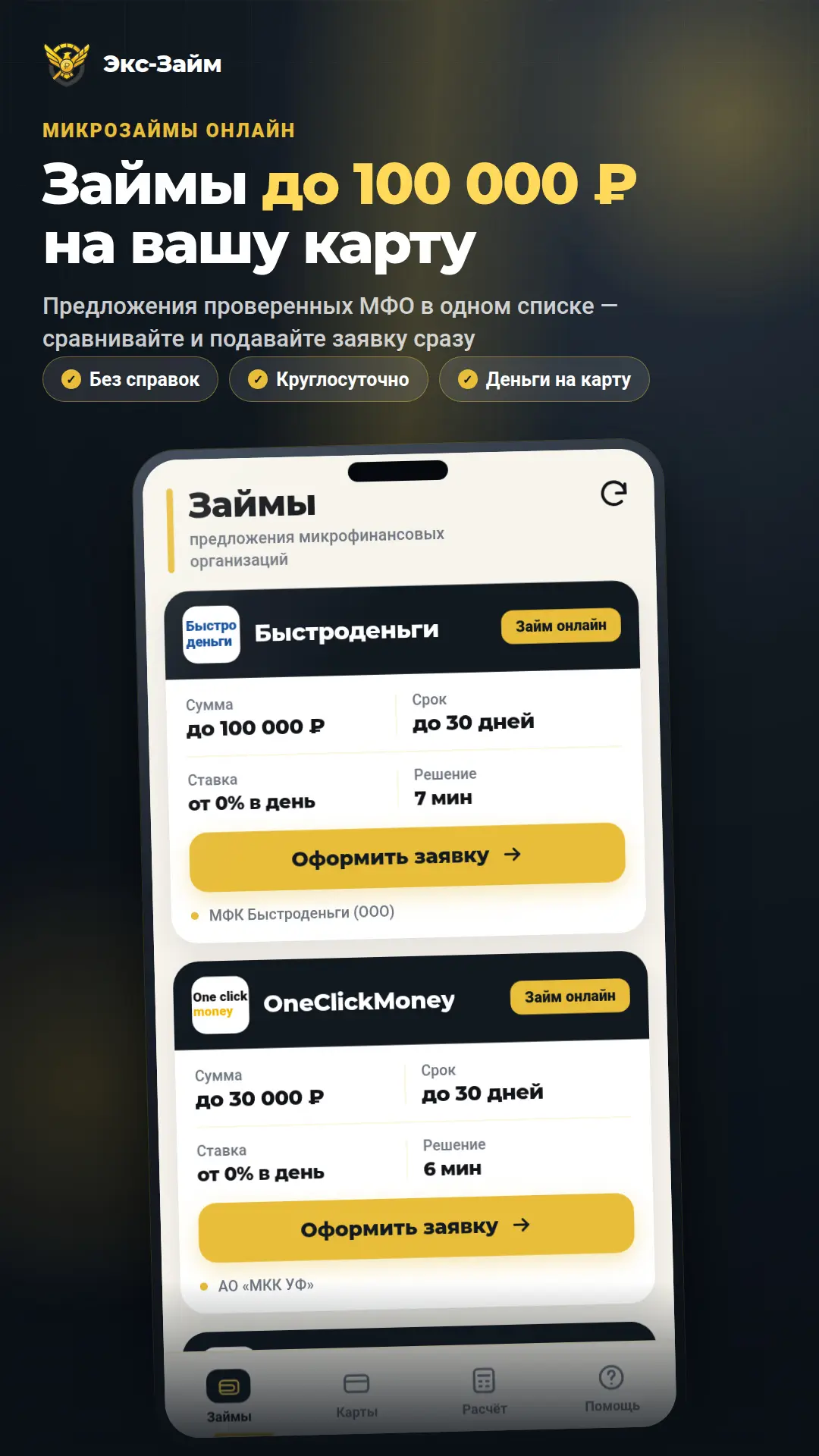 Скриншот приложения Экс-Займ