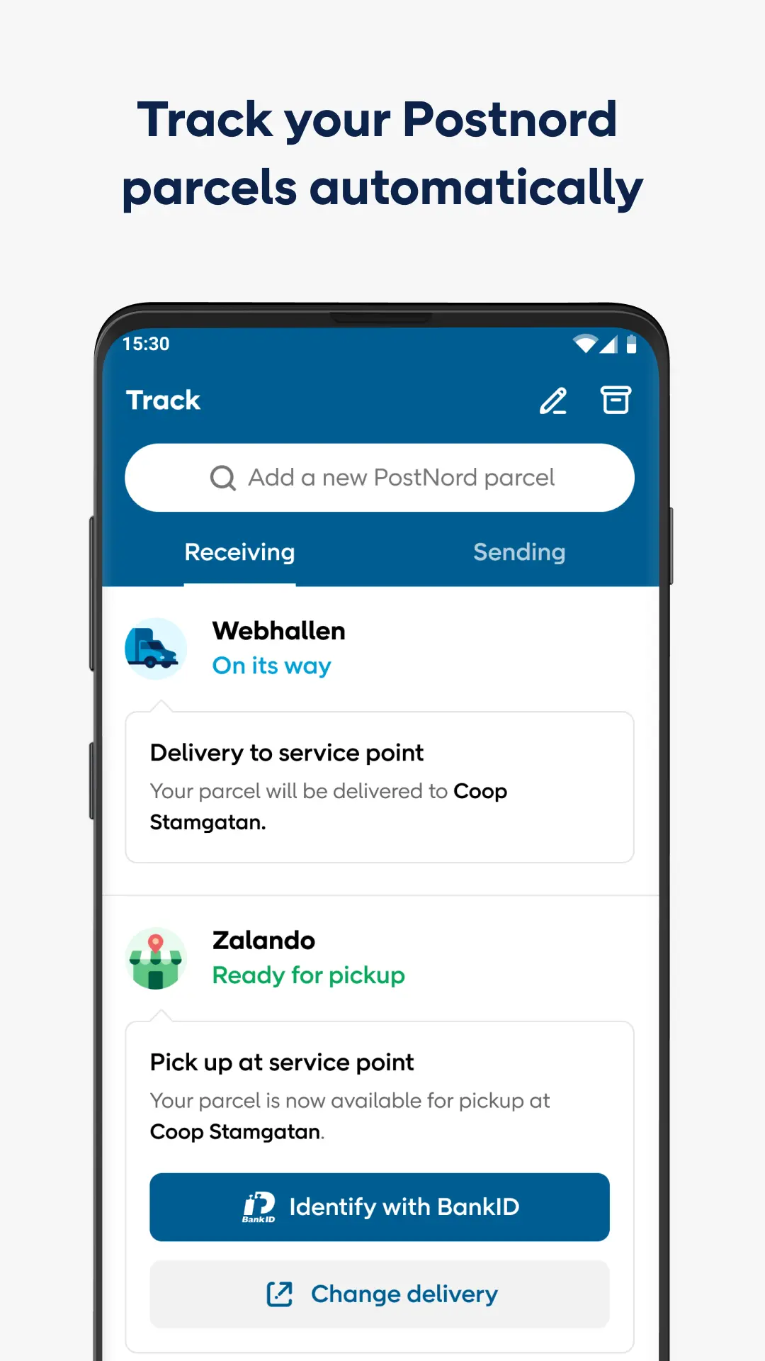 Скриншот приложения PostNord